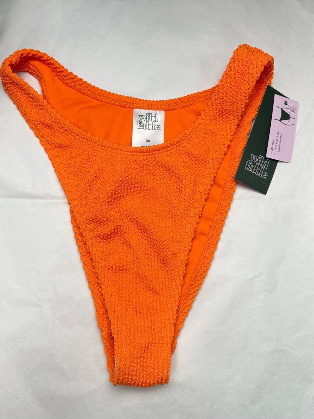 wild fable Neon Orange High-Cut Textured Bikini Bottom‎